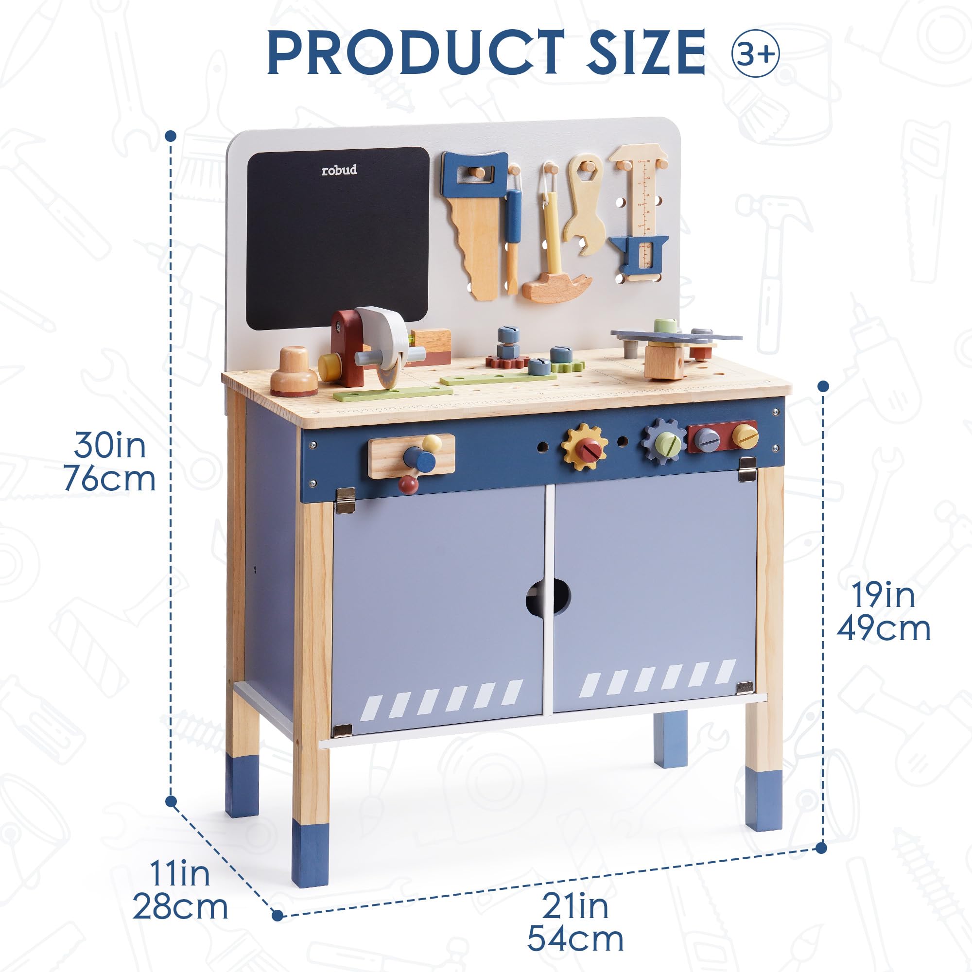 ROBUD Wooden Toy Workbench Pre - Tools Workshop For Kids 评论和价格
