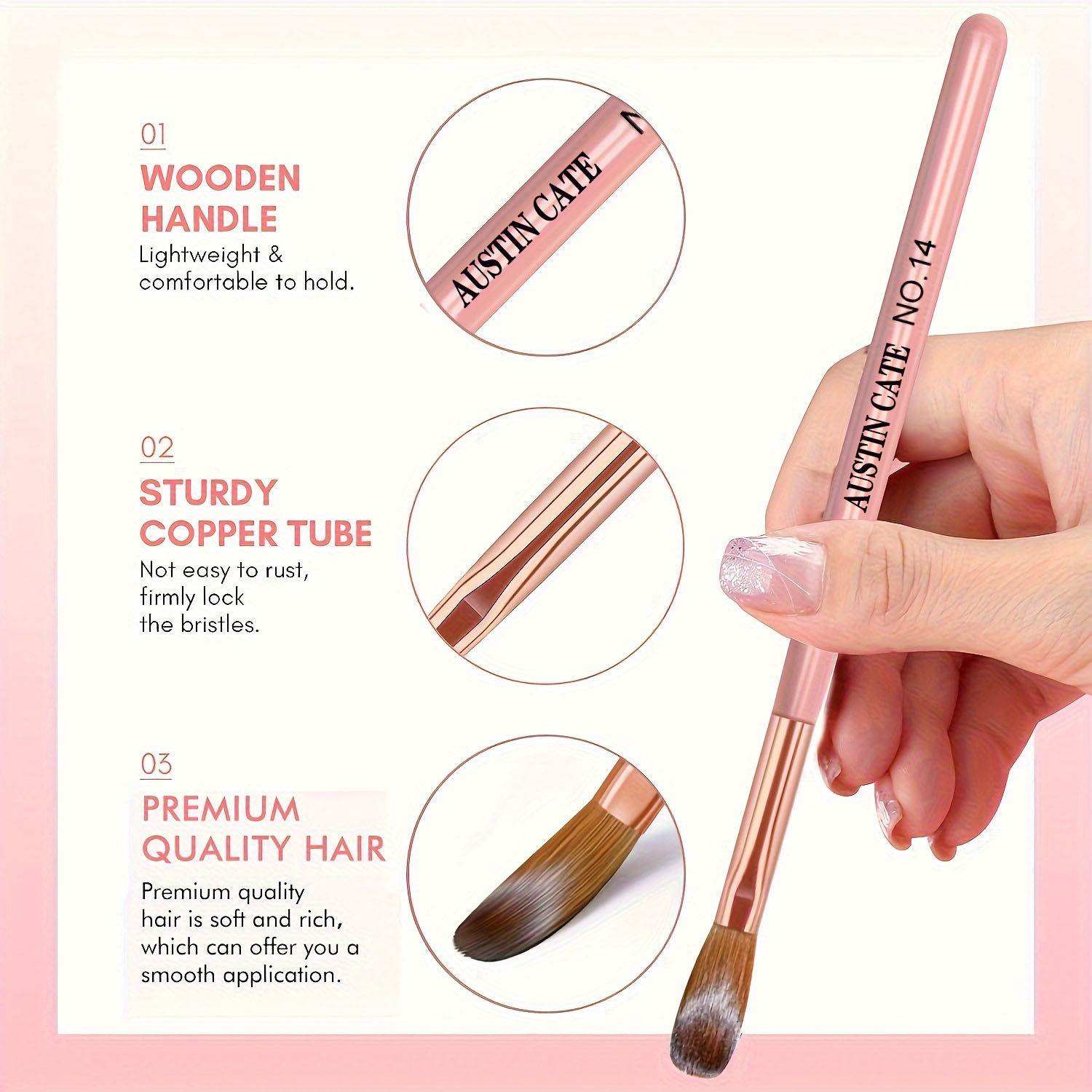 3pcs Kolinsky Acrylic Nail Bru - Chisel Set Wood 评论和价格