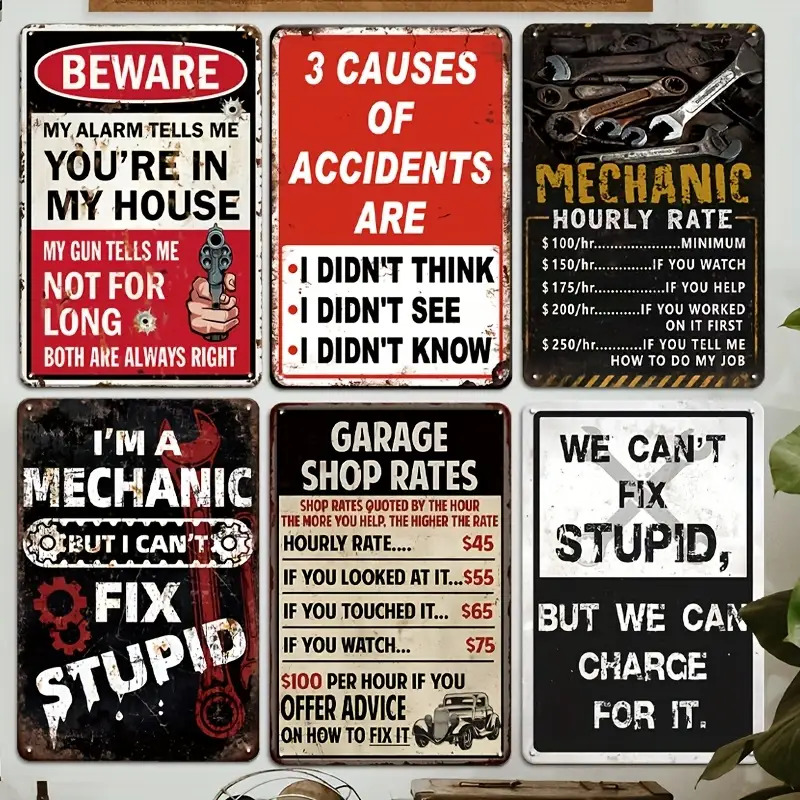 Decorative Sign & Plaque 6pcs  - Workshop Tools Logo 评论和价格